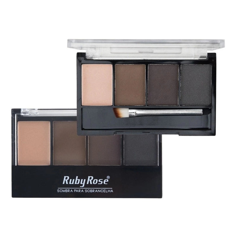 Paleta de Sombra para Sobrancelhas Ruby Rose Trio HB9354 com Primer e Pincel Duo