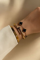 Conjunto de 3 Braceletes Femininos Dourados Celinea