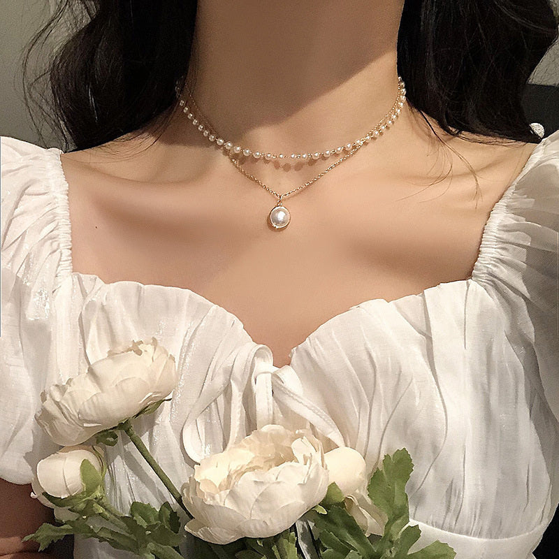 Choker de Pérolas Sammy Banhado a Ouro 18K – Colar Duplo Feminino Luxo Vintage