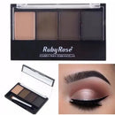 Paleta de Sombra para Sobrancelhas Ruby Rose Trio HB9354 com Primer e Pincel Duo