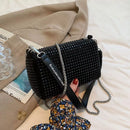 Bolsa Feminina de Festa com Strass e Glitter – com Alça Corrente