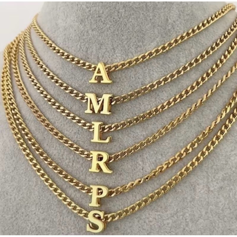 Colar Choker Elegante com Pingente de Letra Inicial do Nome Folheado a Ouro ou Prata Não fica preto