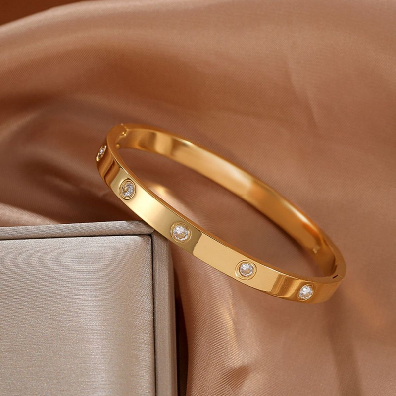 Pulseira de aço titânio 18k para mulheres cheia de diamantes A pulseira Kajia não desbota joias femininas simples e versáteis joias de design de celebridades da internet