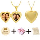 Colar Coração Personalizado 2 Fotos Relicário Carta Presente Romântico Banhado a Ouro 18k