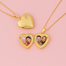 Colar Coração Personalizado 2 Fotos Relicário Carta Presente Romântico Banhado a Ouro 18k