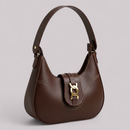 Bolsa de ombro baguete feminina , com fecho em ziper , detalhes em dourado
