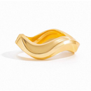 Pulseira Feminina Dourada Design Ondulado – Bracelete Moderno Minimalista, Estilo Elegante e Sofisticado