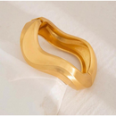 Pulseira Feminina Dourada Design Ondulado – Bracelete Moderno Minimalista, Estilo Elegante e Sofisticado