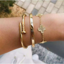 Conjunto 3 Braceletes Aço inoxidável Dourado Acessórios Femininos Virginia Moda KIT Pulseira