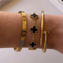Conjunto de 3 Braceletes Femininos Dourados Celinea