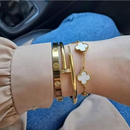 Conjunto de 3 Braceletes Femininos Dourados Celinea