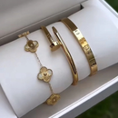 Conjunto de 3 Braceletes Femininos Dourados Celinea