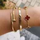 Conjunto de 3 Braceletes Femininos Dourados Celinea