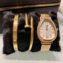 Conjunto de 3 Braceletes Femininos Dourados Celinea