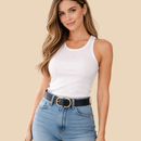 Cinto Feminino Blogueira Fivela Invertida da Moda
