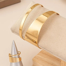 Kit 2 Conjunto Bracelete e Anel Design Aberto Banho de Prata 925 ou Ouro 18K para Empilhar
