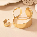 Kit Elegance Duo™ – Bracelete e Anel Ajustáveis Banhados em Ouro 18k
