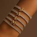 PULSEIRA DE LETRA INCRUSTADO COM ZIRCÔNIA BRILHANTE BANHADA EM OURO 18K