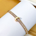 PULSEIRA DE LETRA INCRUSTADO COM ZIRCÔNIA BRILHANTE BANHADA EM OURO 18K