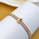 PULSEIRA DE LETRA INCRUSTADO COM ZIRCÔNIA BRILHANTE BANHADA EM OURO 18K