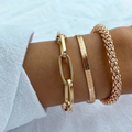 Conjunto De Pulseira De Corrente De Osso De Cobra De 3 Unidades , Joias De Pulso De Metal Retrô Multicamadas Para Mulher