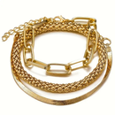 Conjunto De Pulseira De Corrente De Osso De Cobra De 3 Unidades , Joias De Pulso De Metal Retrô Multicamadas Para Mulher